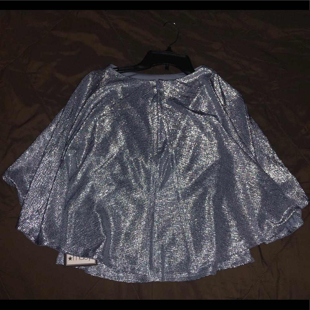 Adrianna Papell Petite Metallic Capelet Peplum